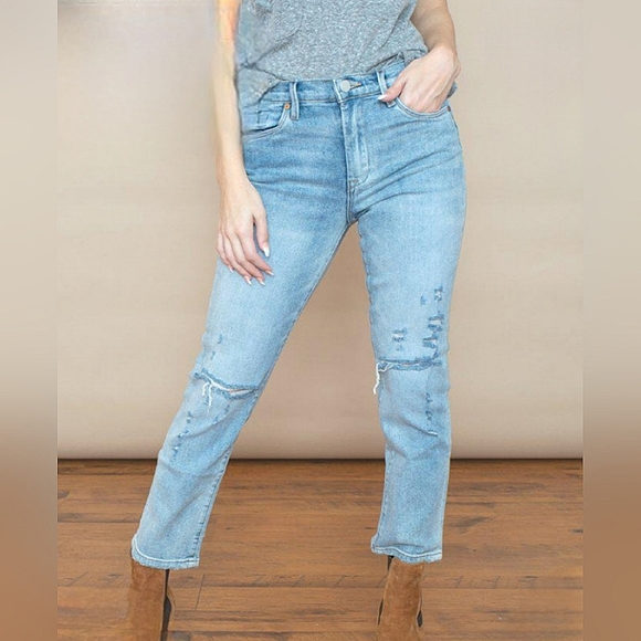 NWT BlankNYC The Madison Crop, lightwash, distressed ripped, straight leg, Sz 26 - Picture 5 of 12